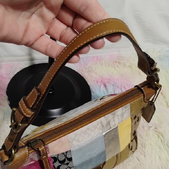 SALE! Authentic Coach Pastel Patchwork Small Vintage Y2K Shoulder Bag W Hangtag - Picture 9 of 16